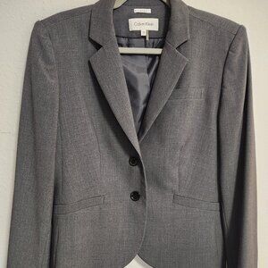 Calvin Klein Women's Gray Fitted Blazer 10